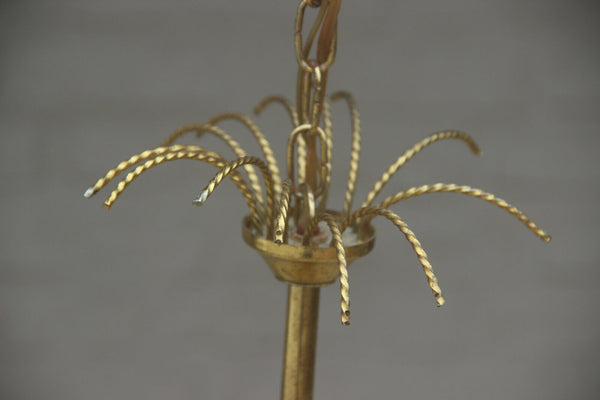 Mid century 1960 brass metal  maison jansen era palm tree chandelier pendant n2