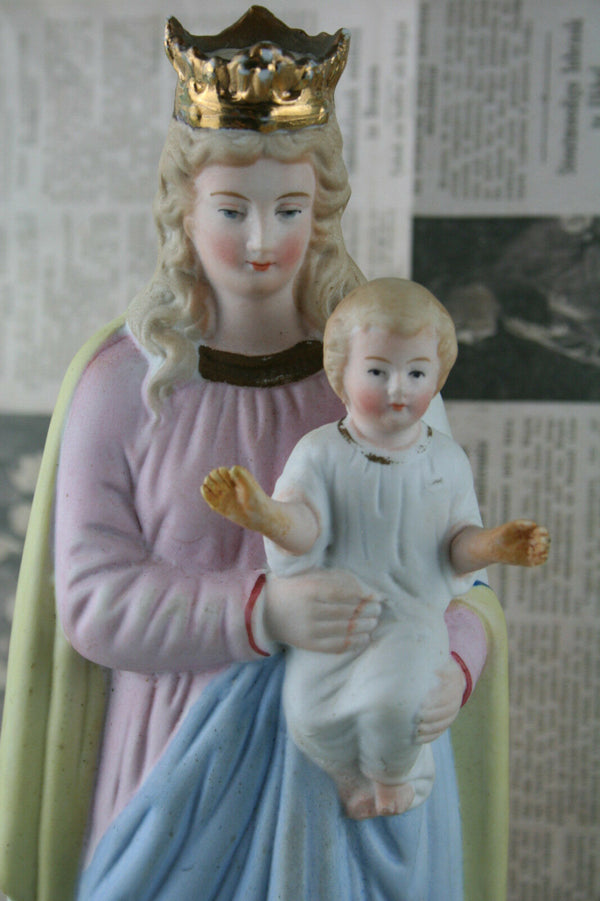 French Biscuit Porcelain Holy Saint Notre Dame de bonsecours statue religious