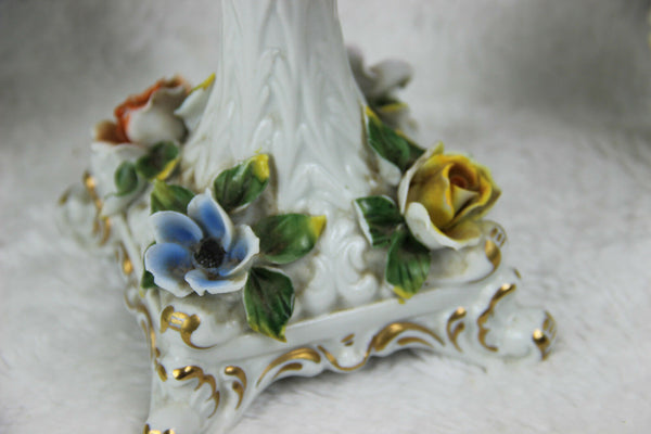 Bohemian Crystal art glass birds centerpiece coupe bowl capodimonte porcelain
