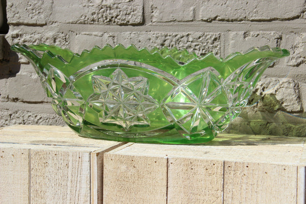 Majestical Czech bohamian Crystal glass Centerpiece bowl coupe Green