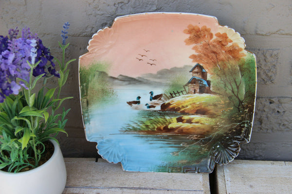 French porcelain plate landscape ducks