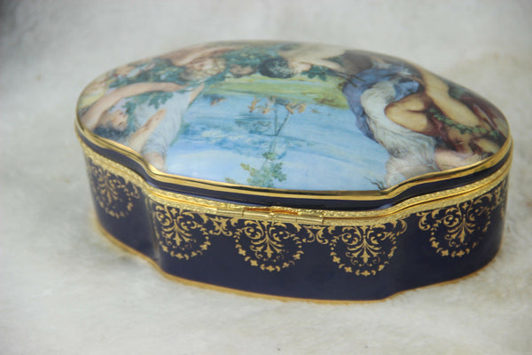 French porcelain Limoges Box putti cherub romantic 1950