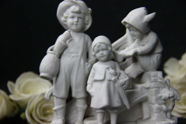 German antique marked Bisque porcelain statue group