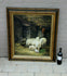 Flemish Animal sheep chicken farm scene oil canvas painting 70s signed