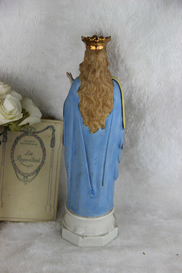 Antique French religious Madonna bisque porcelain figurine