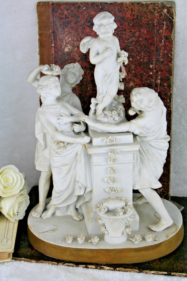 Unterweissbach German Bisque porcelain Group putti romantic scene marked 1920