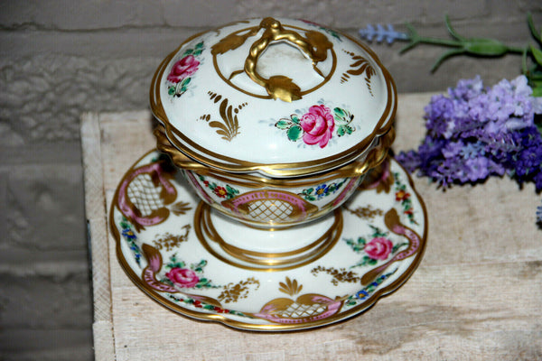 French vintage Pillivuyt Porcelain Centerpiece bonbonniere box bowl on plate