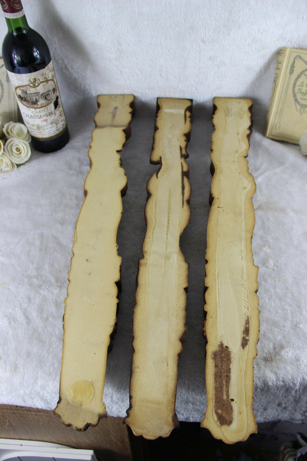 Set of 4 Cast resin wood design Wall plaques ornaments figurines music 1970