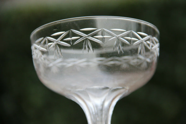 Set 4 Crystal glass Glasses champagne metal silver gilt frame