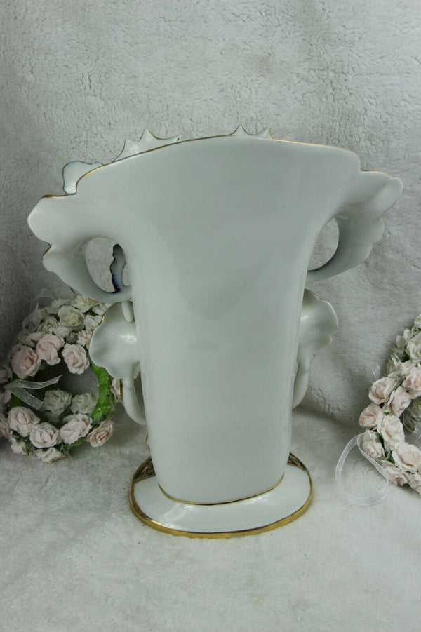 XL antique French vieux paris monogram Porcelain Vase