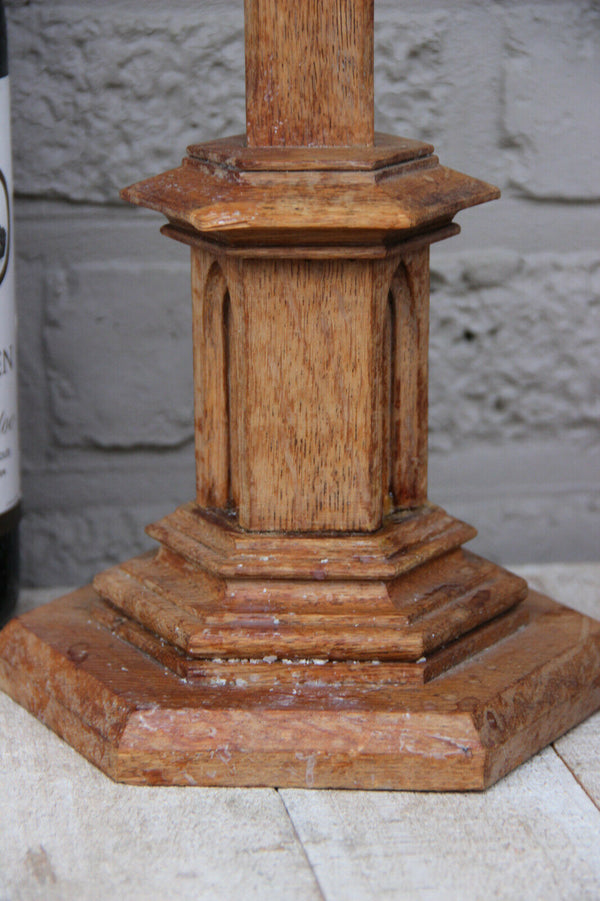 LARGE antique neo gothic wood carved crucifix chalkware christ religious