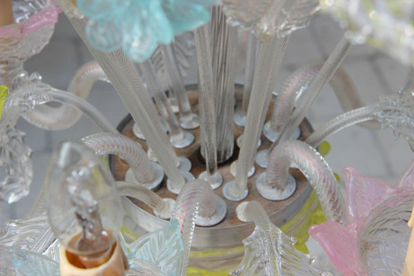 Murano hand blown glass Mid century Multi colour chandelier Italian 1970