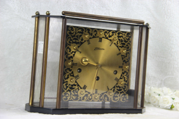 RARE German Vintage FHS atlanta geometric form table clock skeleton view