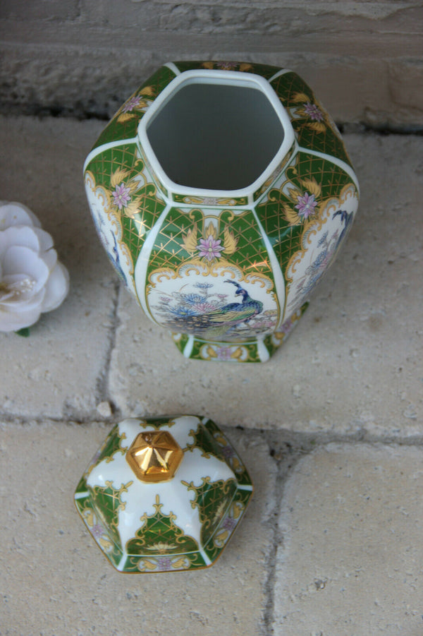 japanese porcelain peacock floral marked porcelain Vase