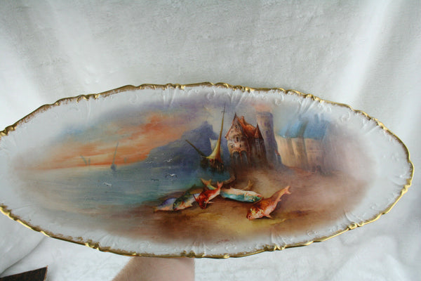 Exclusive XXL French old paris porcelain Fish porcelain plate serving tray