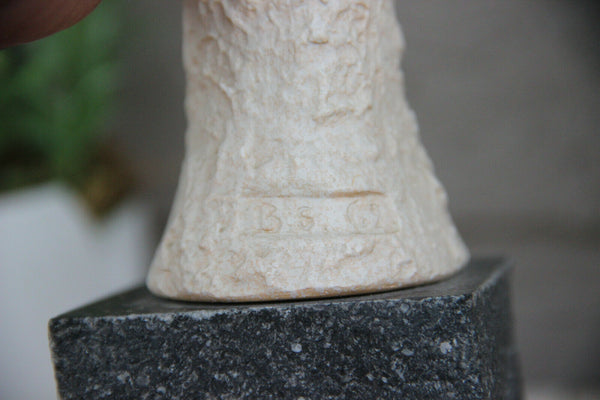 RARE art deco Religious Chalkware Madonna figurine statue stone base marked