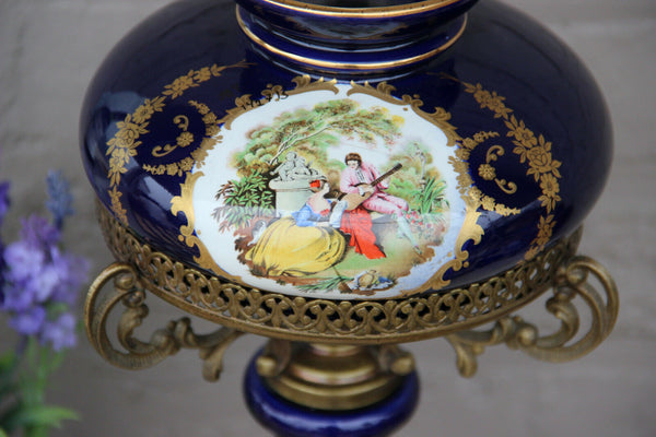 vintage French Limoges porcelain table lamp victorian romantic lion paws