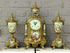 French Porcelain Clock set urns vases victorian romantic scenes