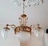 French Chandelier brass glass gothic dragon arms louis XVI decor  1960 n1