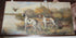 XXL 39" Long oil canvas French antique painting hunting dogs forest signed 1930