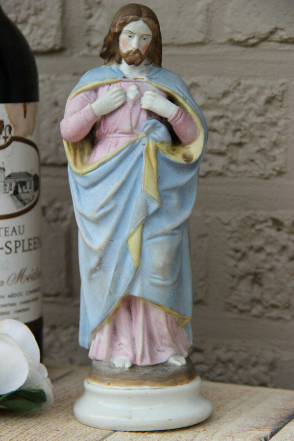 Antique French porcelain Vieux andenne Saint joseph figurine statue religious