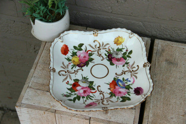 Antique French vieux paris porcelain Centerpiece plate floral decor