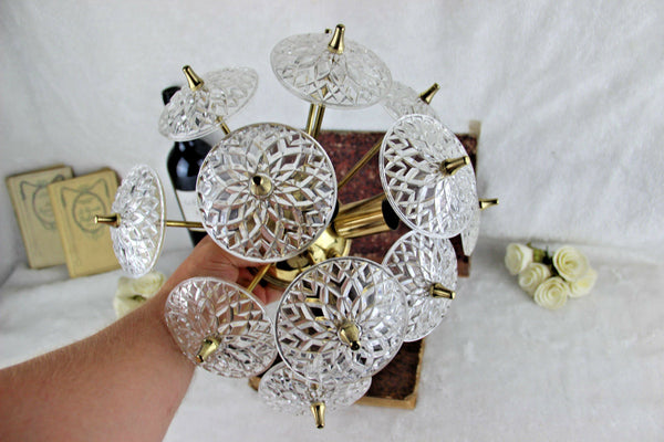 VAL SAINT LAMBERT SPUTNIK crystal discs sconce wall lamp vintage 1960 no1