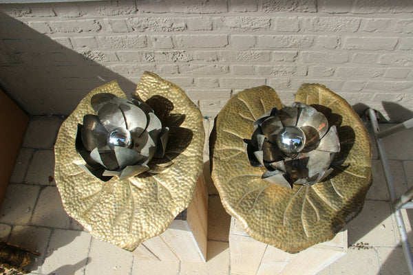 XL Hollywood regency TOMMASO BARBI pair wall light lamp table water lily sconces