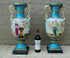 Majestical PAIR French romantic putti  Vases in sevres porcelain marble base
