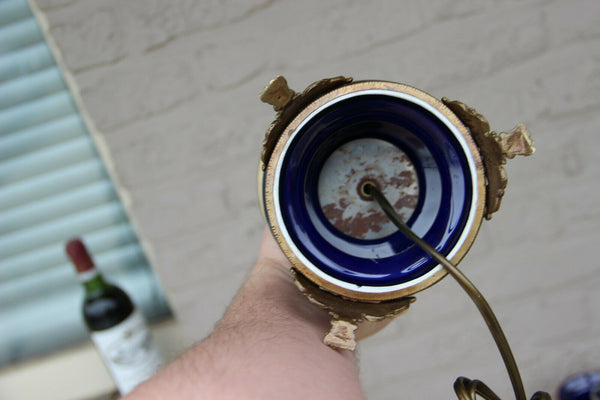 vintage French Limoges porcelain table lamp victorian romantic lion paws