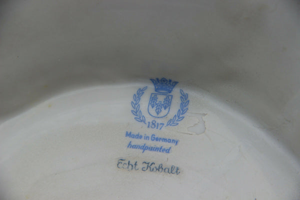 XXL German SCHIERHOLZ Plaue porcelain lidded Vase putti victorian lady marked