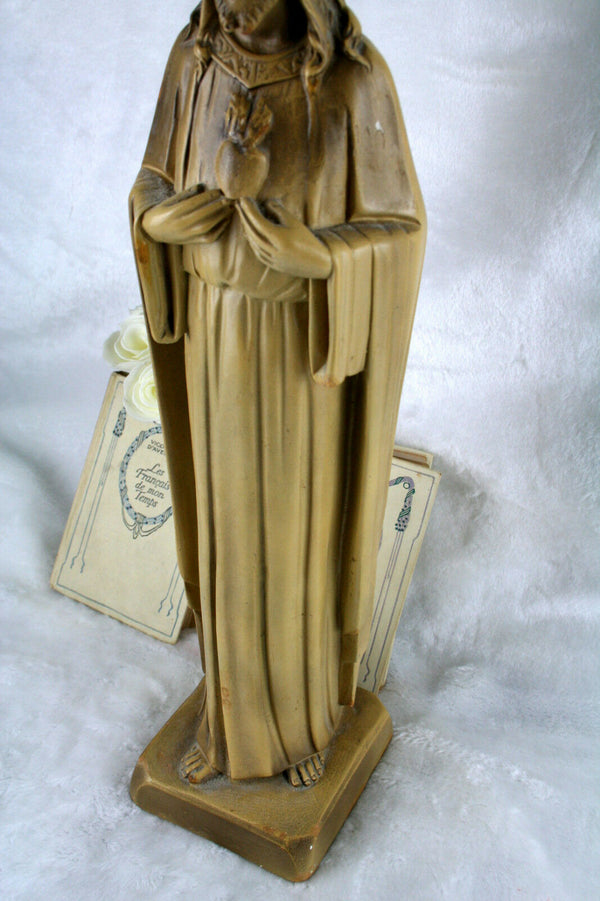 Antique French plaster chalkware Figurine Jesus Joseph figurine religious 51cm