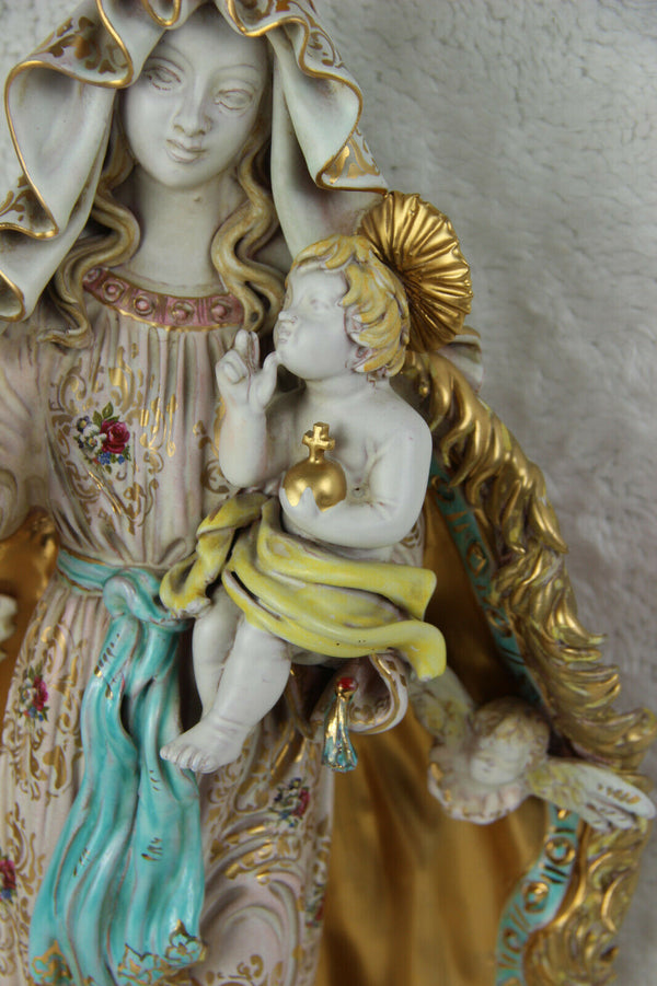 Huge PATTARINO italian Terracotta madonna statue religious putti angels