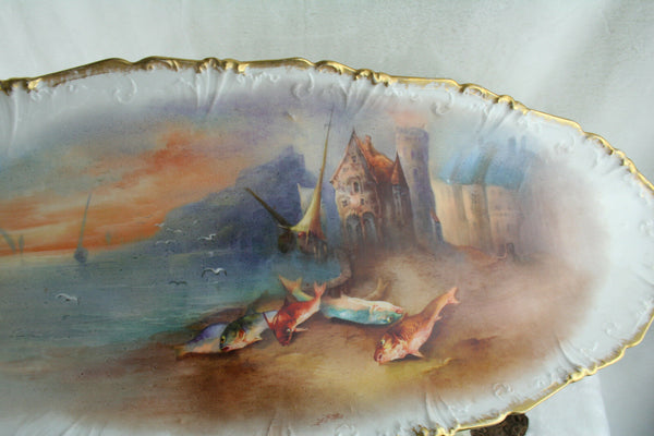 Exclusive XXL French old paris porcelain Fish porcelain plate serving tray