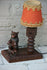 Antique black Forest Wood carved Bear mom Baby Table lamp German 1920s