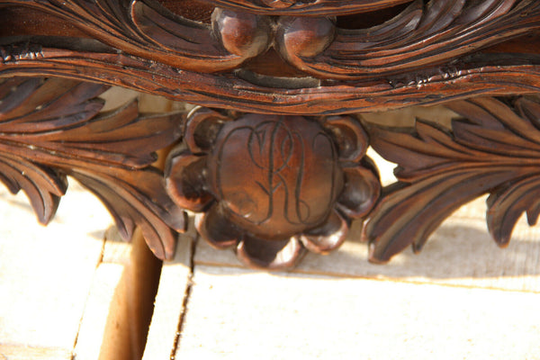 Antique XL Black Forest Wood carved letter holder Bruges LAce carriage 1881