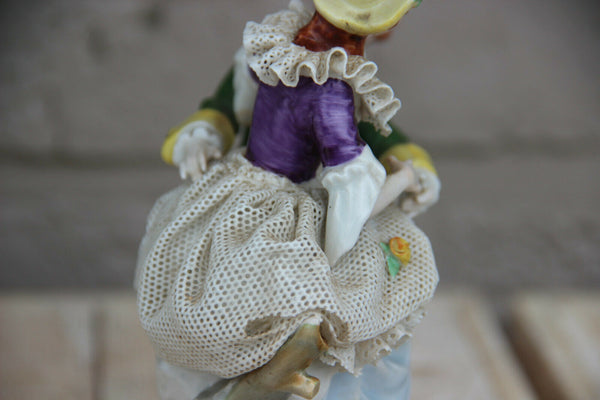 German porcelain lace group figurine romantic marked carl scheidig grafenthal