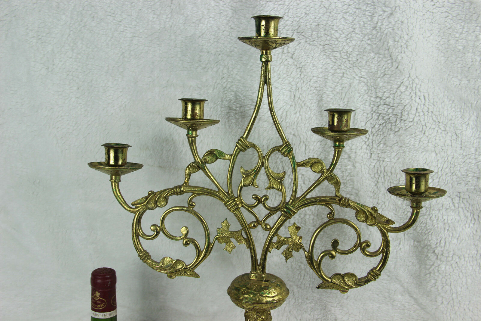 Large High Quality Antique Gothic Brass Church Altar Candlesticks