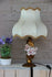 French metal gold gilt pink porcelain flower table lamp 1960