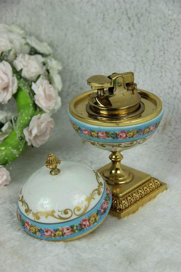 Vintage Vieux paris porcelain floral lighter marked 1970s