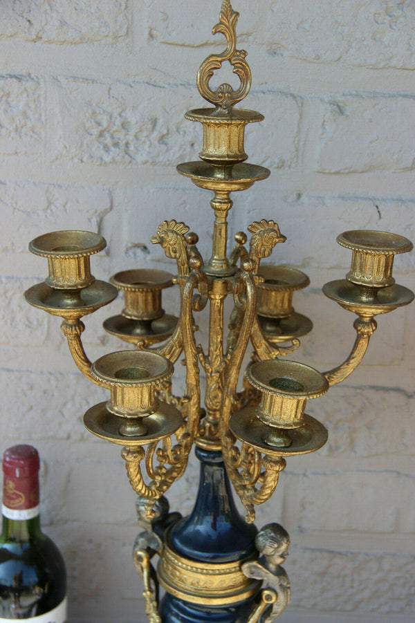MAjestical PAIR Bronze Putti angels Candelabras candle holders