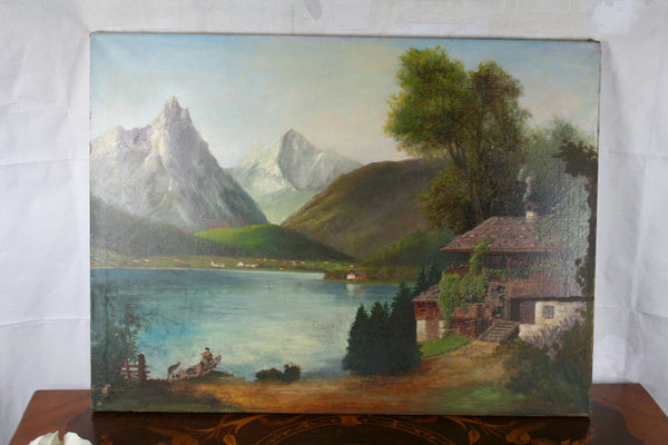 Oil on Canvas mountains landscape austria italy   1960's   31.5x23.6"