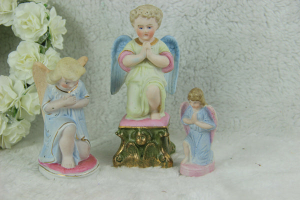 Set of 3 religious angels figurines porcelain 1950s