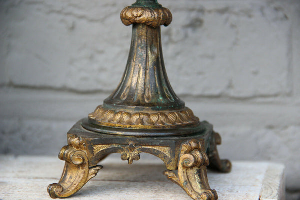 PAIR antique French bronze porcelain floral Vases urns 1920s