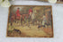 Antique French 1900 french hunting fox dogs horses chromo litho plaque marked