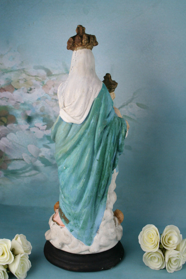 XL French plaster Madonna Holy Saint Notre Dame des victoires statue religious