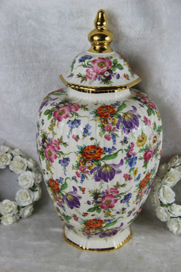 Boch Freres Belgium KEralux Floral lidded Vase ceramic