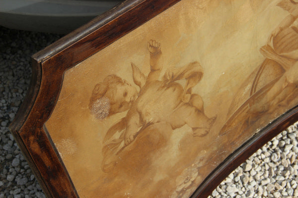 Antique 1800 Supraporta Grisaille oil canvas painting  putti allegory science