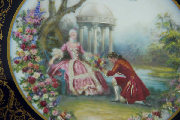 French Limoges porcelain victorian romantic scene plate marked