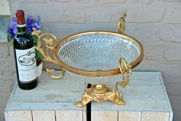 LARGE empire design  french Crystal glass Centerpiece fruit bowl lion paws